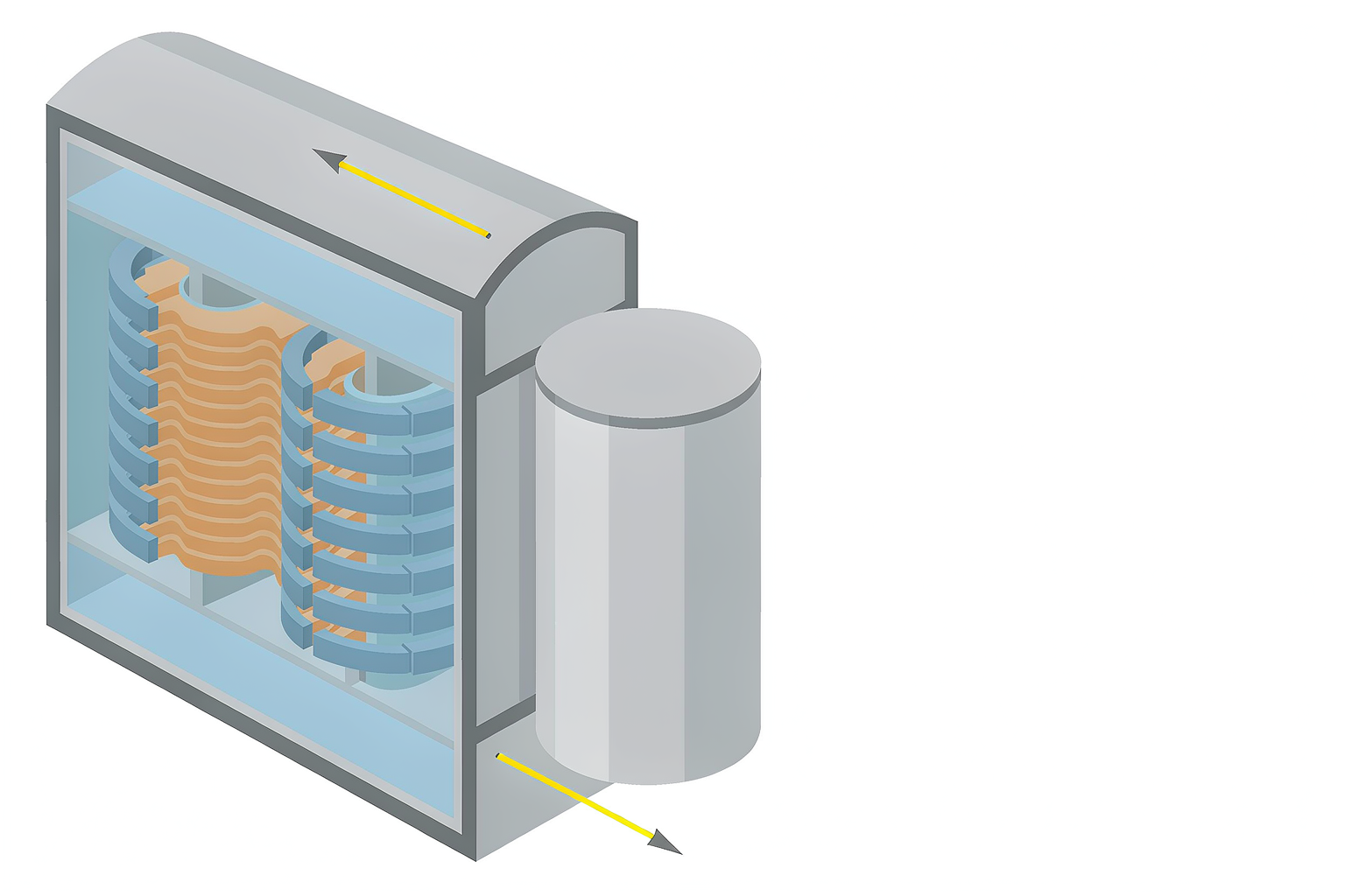 Power transformer losses breakdown: no-load loss in the core versus load loss in the windings of a 110 kV oil-immersed transformer